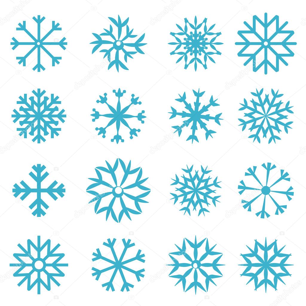Vector Blue Snowflakes Set