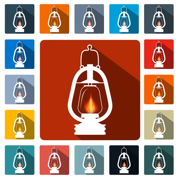 Flat Design Gas Lamps Icon Set Vector Illustration — Stock Vector