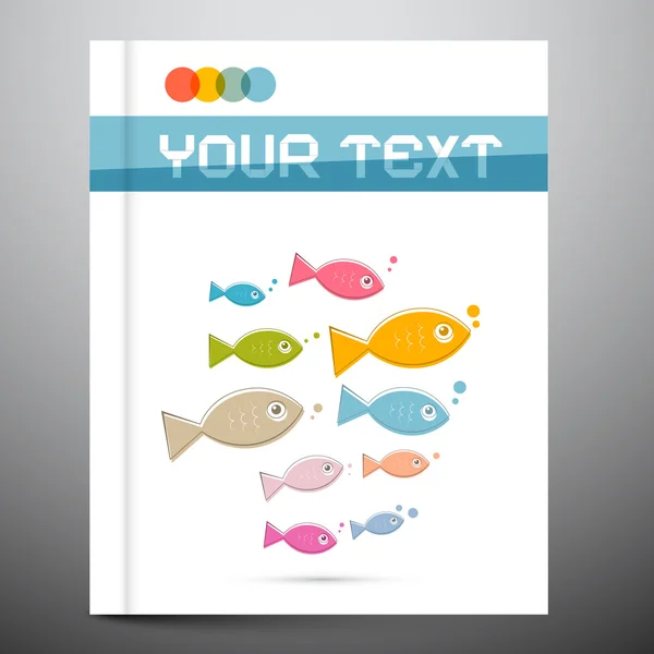 Diseño del folleto - Plantilla con pescado en la cubierta — Vector de stock