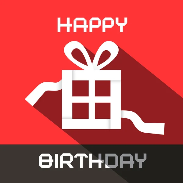 Tarjeta vectorial de cumpleaños feliz con caja de regalo de papel — Vector de stock