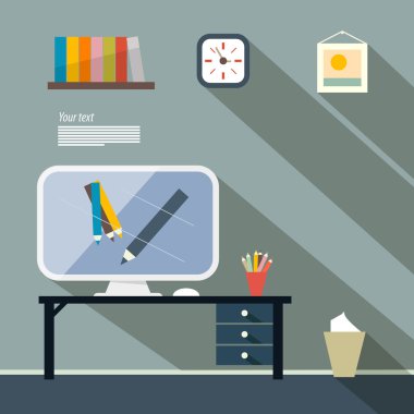 Office düz tasarım vektör çizim