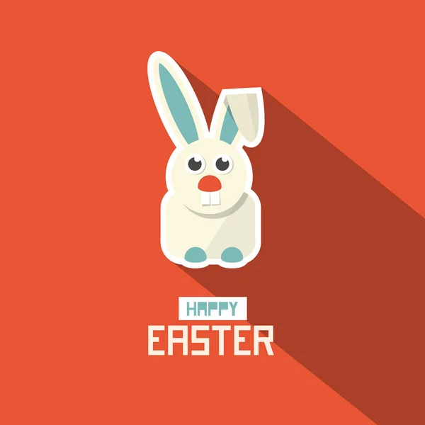 Papel de Pascua Diseño plano conejito Vector Ilustración sobre fondo rojo — Archivo Imágenes Vectoriales