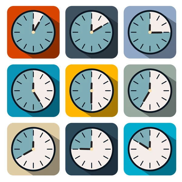 Set d'illustration d'horloge vectorielle design plat — Image vectorielle