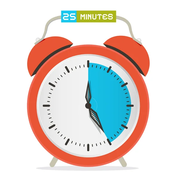 25 - Veinticinco minutos Stop Watch - Alarma Reloj Vector Ilustración — Vector de stock