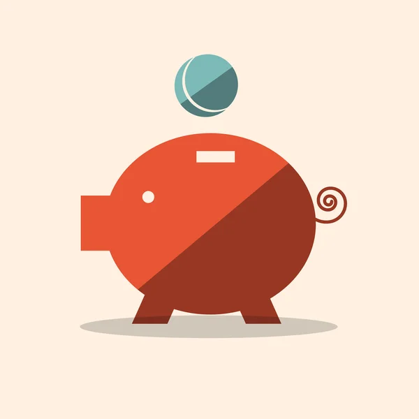 Pig Bank Flat Design Vector Icon — Stock Vector