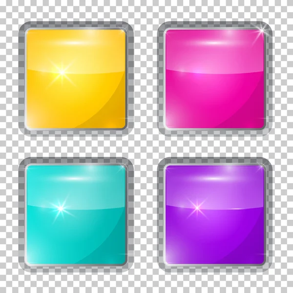 Transparent Vector Colorful Rounded Squares Glass Buttons — Stock Vector