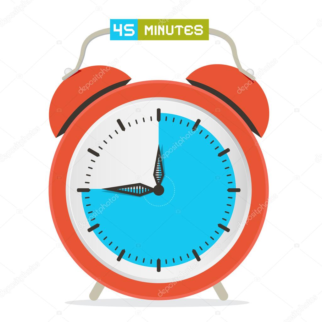 45 - Forty Five Minutes Stop Watch - Alarm Clock Vector Illustration 