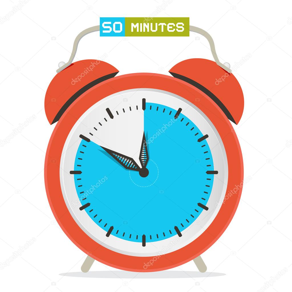 50 - Fifty Minutes Stop Watch - Alarm Clock Vector Illustration 