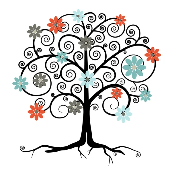 Vektorové strom v květu izolovaných na bílém pozadí — Stockový vektor