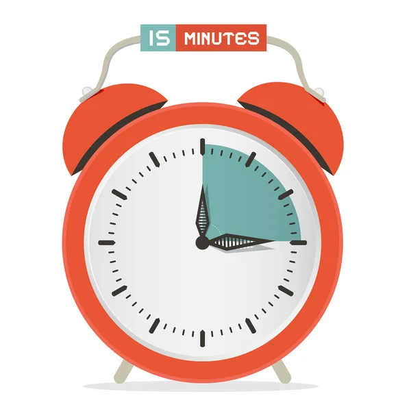 Quindici minuti Stop Watch - Alarm Clock Vector Illustrazione — Vettoriale Stock