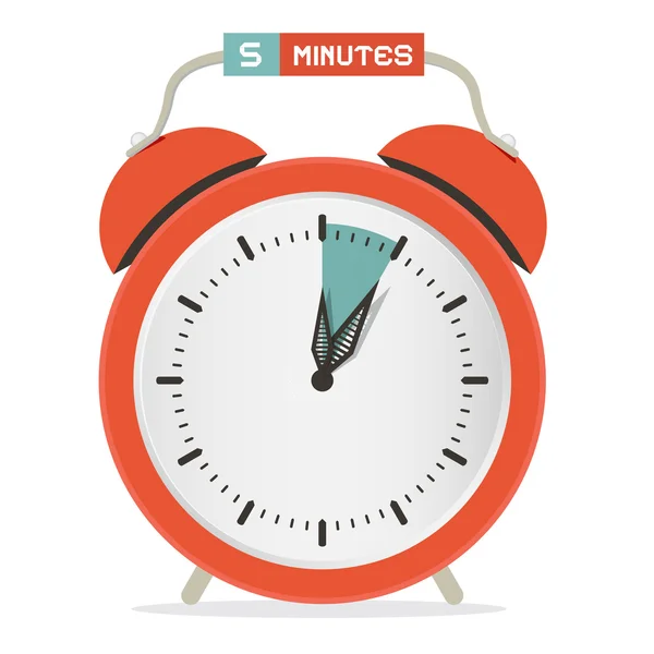 Reloj de parada de cinco minutos - Alarma Reloj Vector Ilustración — Vector de stock