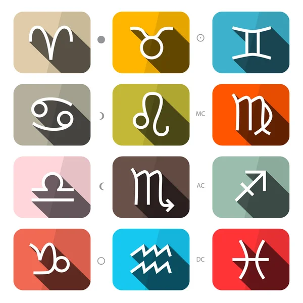 Tierkreis - Horoskop-Quadrat-Vektorsymbole gesetzt — Stockvektor