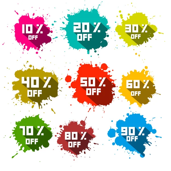 Vector Discount Splashes - Conjunto de etiquetas — Vetor de Stock