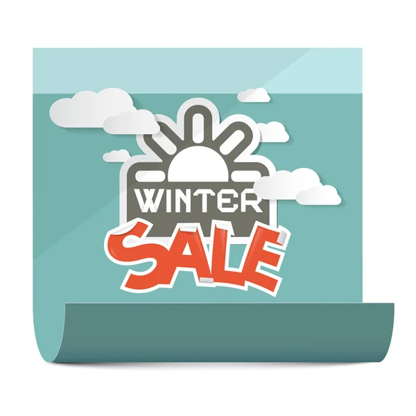 Winter Sale Vector Illustration on Paper Sheet Isolated on White Background — Stock Vector