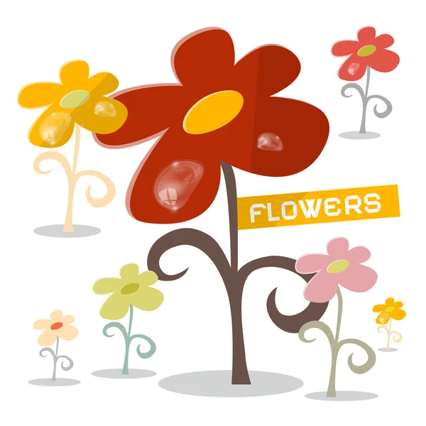 Vector blommor som med regndroppar — Stock vektor