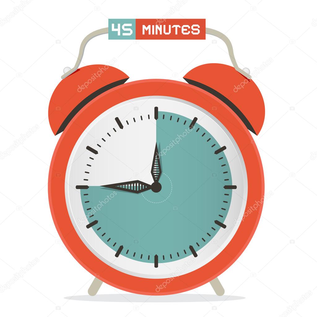 Forty Five Minutes Stop Watch - Alarm Clock Vector Illustration 