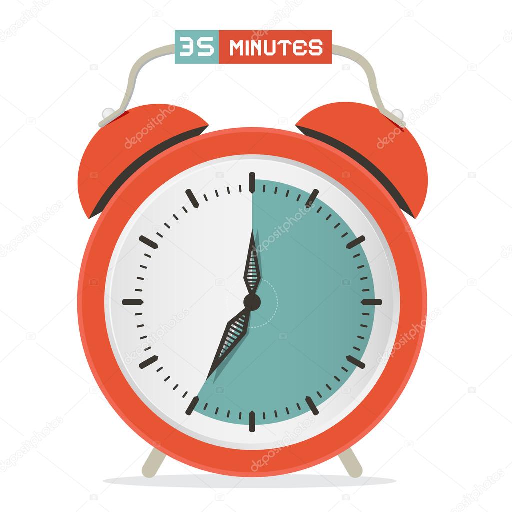 Thirty Five Minutes Stop Watch - Alarm Clock Vector Illustration 