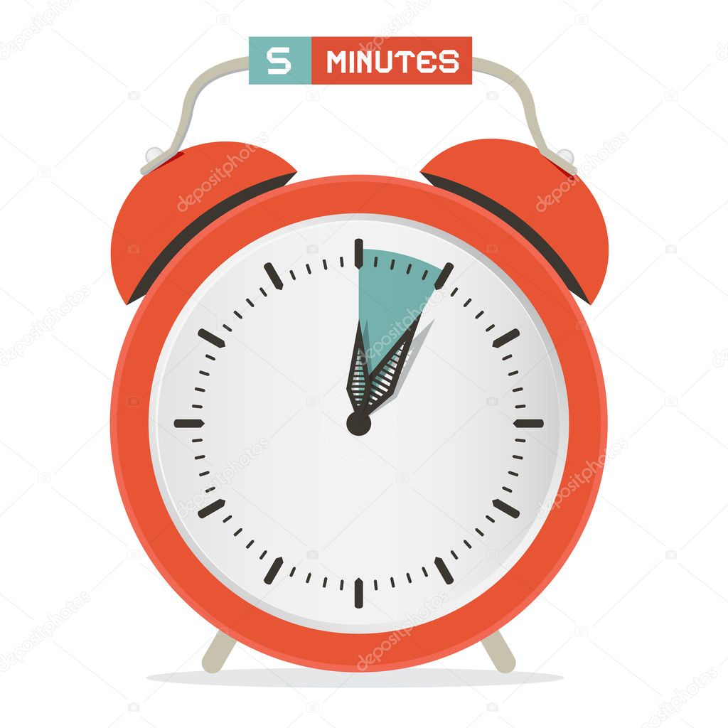 Five Minutes Stop Watch - Alarm Clock Vector Illustration 