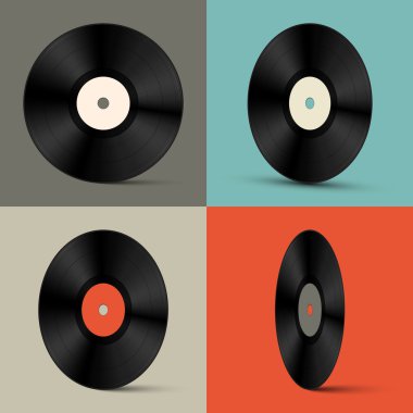 Retro vektör vinil kayıtlar illüstrasyon ayarla