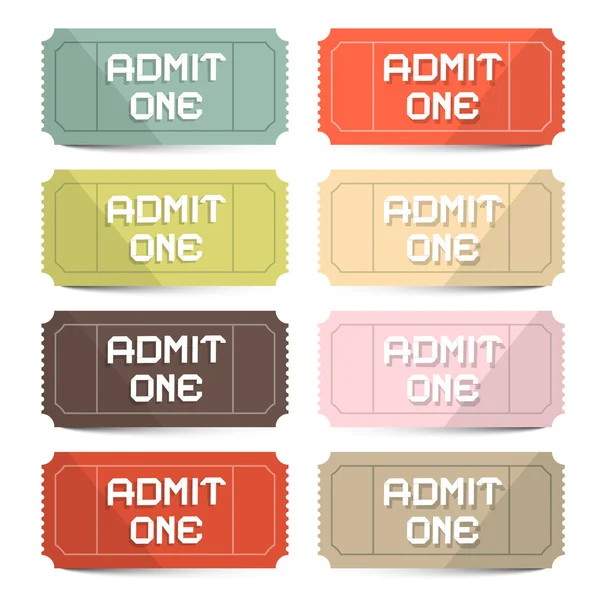 Admitir uno Entradas Retro Vector Set — Vector de stock