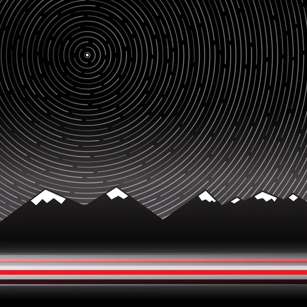 Зоряні стежки Векторні ілюстрації з горами на фоні — стоковий вектор