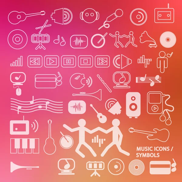 Icônes musicales - Symboles sur fond flou — Image vectorielle