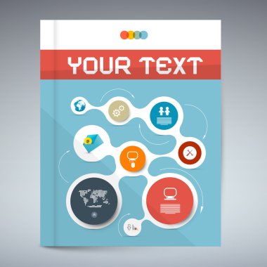 Vektör Mavi Modern Kitap veya Broşür Kapağı Tasarımı - Bilgi Grafikleri Şablonu, Düzen