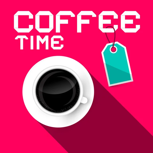 Tempo de café Vector Retro Paper Illustration — Vetor de Stock