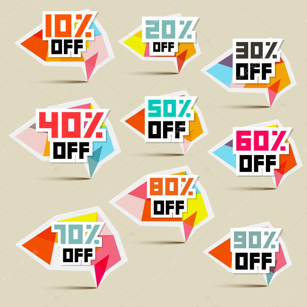 Vector Paper Discount Stickers, Labels