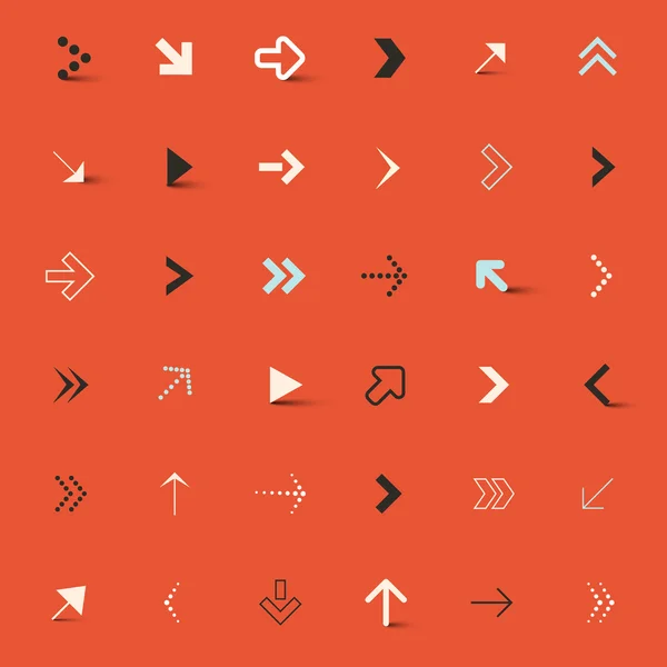 Vector pijlen ingesteld op rode Retro achtergrond — Stockvector