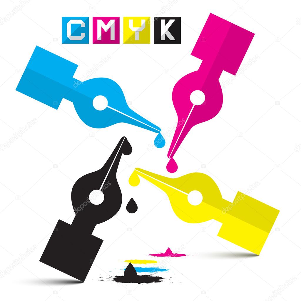 CMYK Vector Illustration Pen Symbols Isolated on White