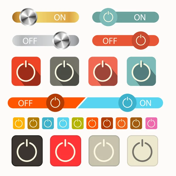 Op Off Vector symbolen Set geïsoleerd op witte achtergrond — Stockvector