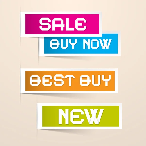 Colorful Paper Vector Business Sale Labels — Stock Vector