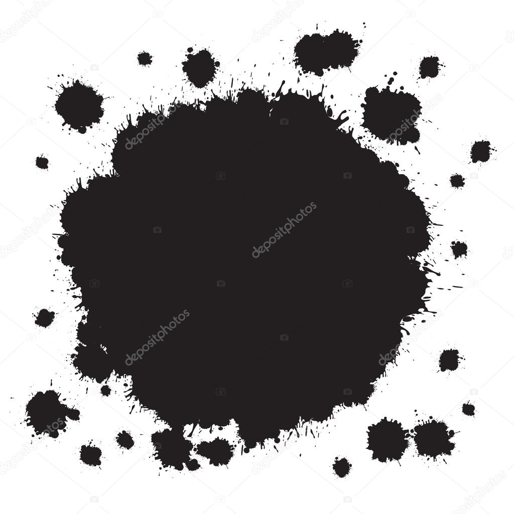 Vector Black Splashes Blots Stains Isolated on White