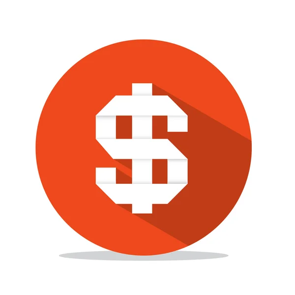 Вектор плоскої дизайн знак долара у червоне коло — стоковий вектор