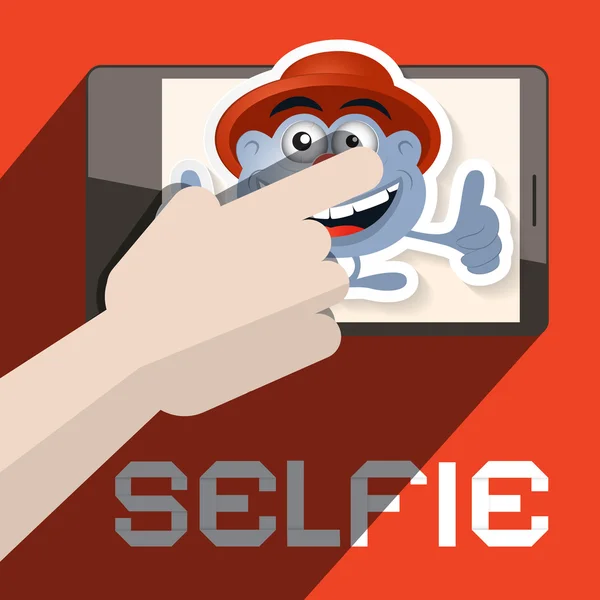 Ilustración vectorial selfie con mano y avatar — Vector de stock