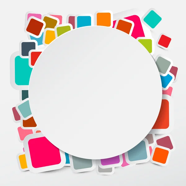 Vector papier cirkel op kleurrijke plein ronde rechthoeken Stickers achtergrond — Stockvector