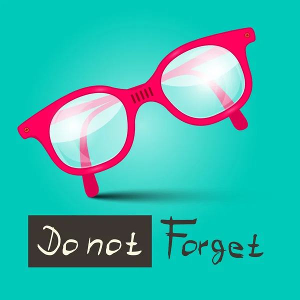Do Not Forget Vector Illustration With Glasses on Retro Blue Background — Stock Vector