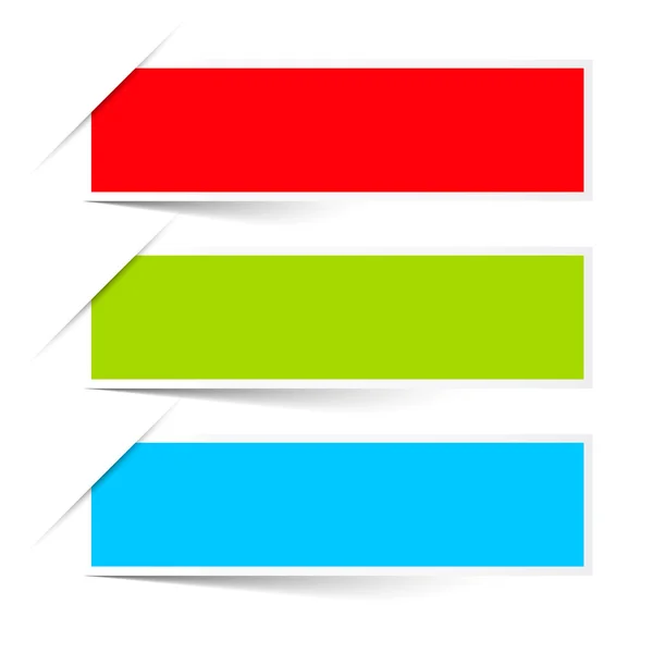 Röd grön blå tomma papper Vector etiketter uppsättning isolerad på vit bakgrund — Stock vektor