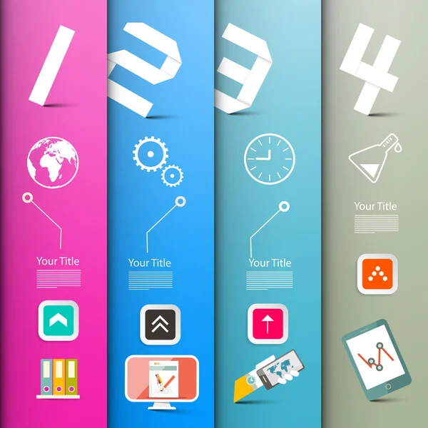 4 つのステップの製紙技術アイコンのベクター インフォ グラフィック レイアウト — ストックベクタ