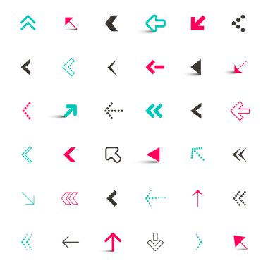 Beyaz arka plan üzerinde izole vektör okları set