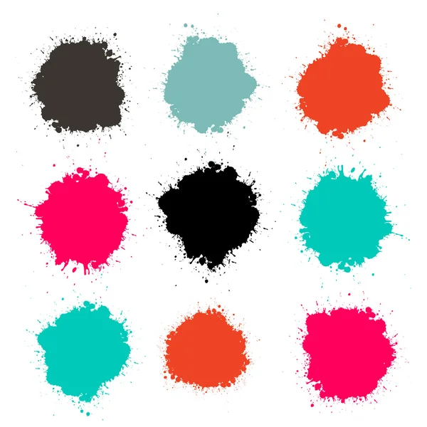 Splashes - Conjunto de vetor de cores de respingo isolado no branco —  Vetores de Stock