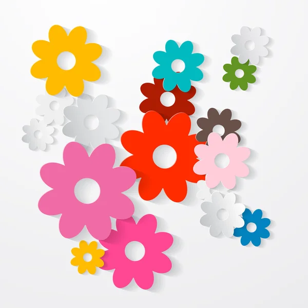 Ensemble de fleurs colorées vectorielles de coupe de papier — Image vectorielle