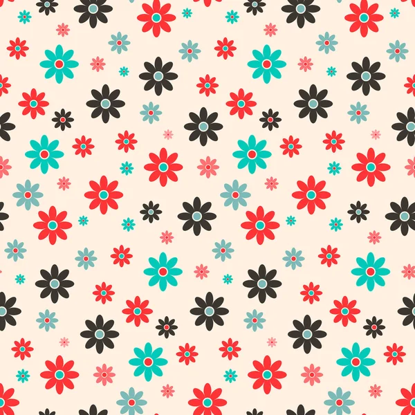 Seamless Vector Retro Flat Design Flowers Background — Stock Vector