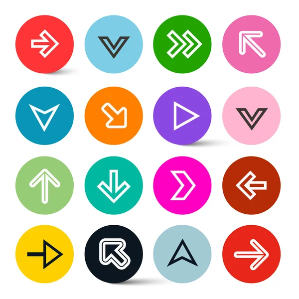 Vector programmasymbolen - pijlen in kleurrijke cirkels Set — Stockvector