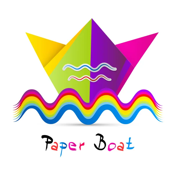 Kleurrijke vector papier boot geïsoleerd op witte achtergrond — Stockvector