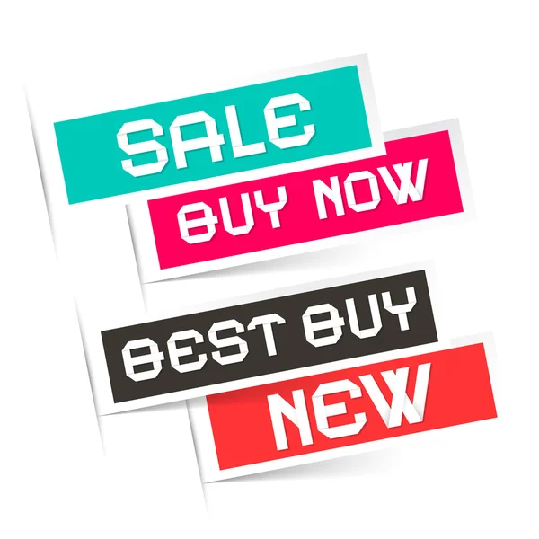 Sale - Buy Now - Best Buy and New Labels - Vector — Stock Vector