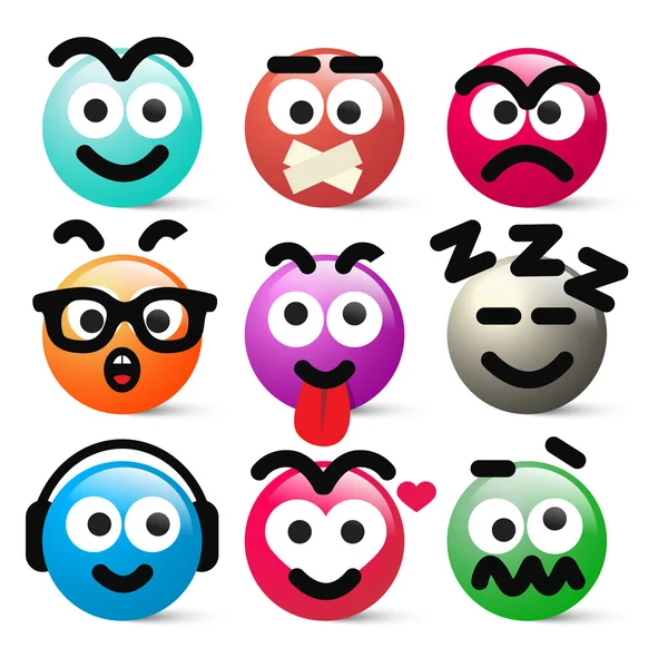 Crazy Circle Avatar Faces Vector Illustration — Stock Vector