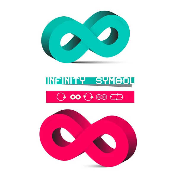 Vector 3D Infinity Symbols Set aislado sobre fondo blanco — Vector de stock