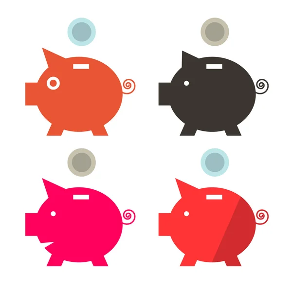 Vector Money Pig Banks Set — Stock Vector
